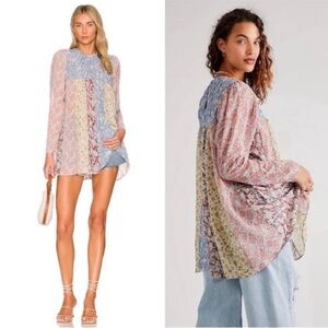 NWT Free People Merrie Mix Print Tunic / Lilac Combo Size
XS